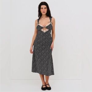 For Love & Lemons Black Tie-Front Maxi Dress